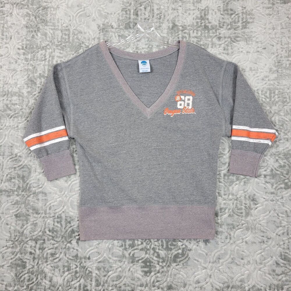 Oregon State Beavers Women's Size Large Gray  V-Neck Sweater 3/4 Sleeve Football